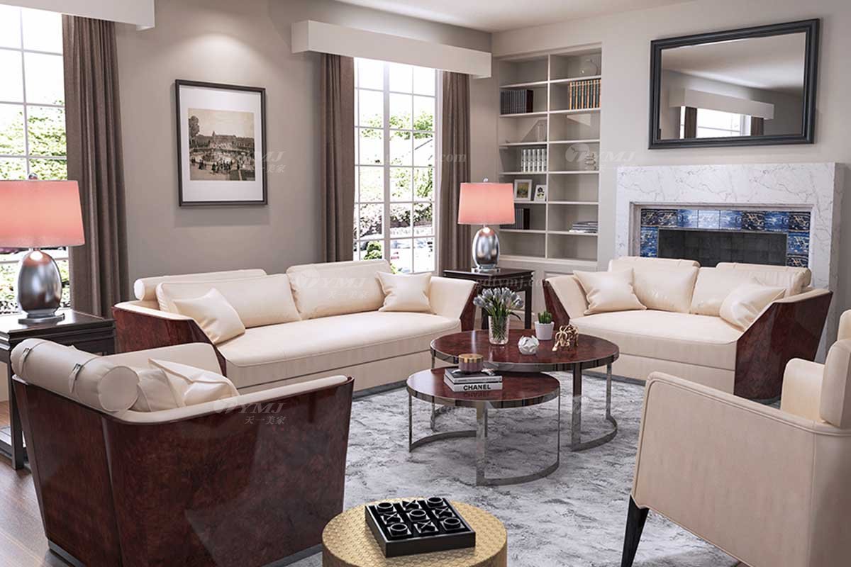 豪宅別墅家具奢華會所家具后現代輕奢客廳時尚頭層皮沙發組合