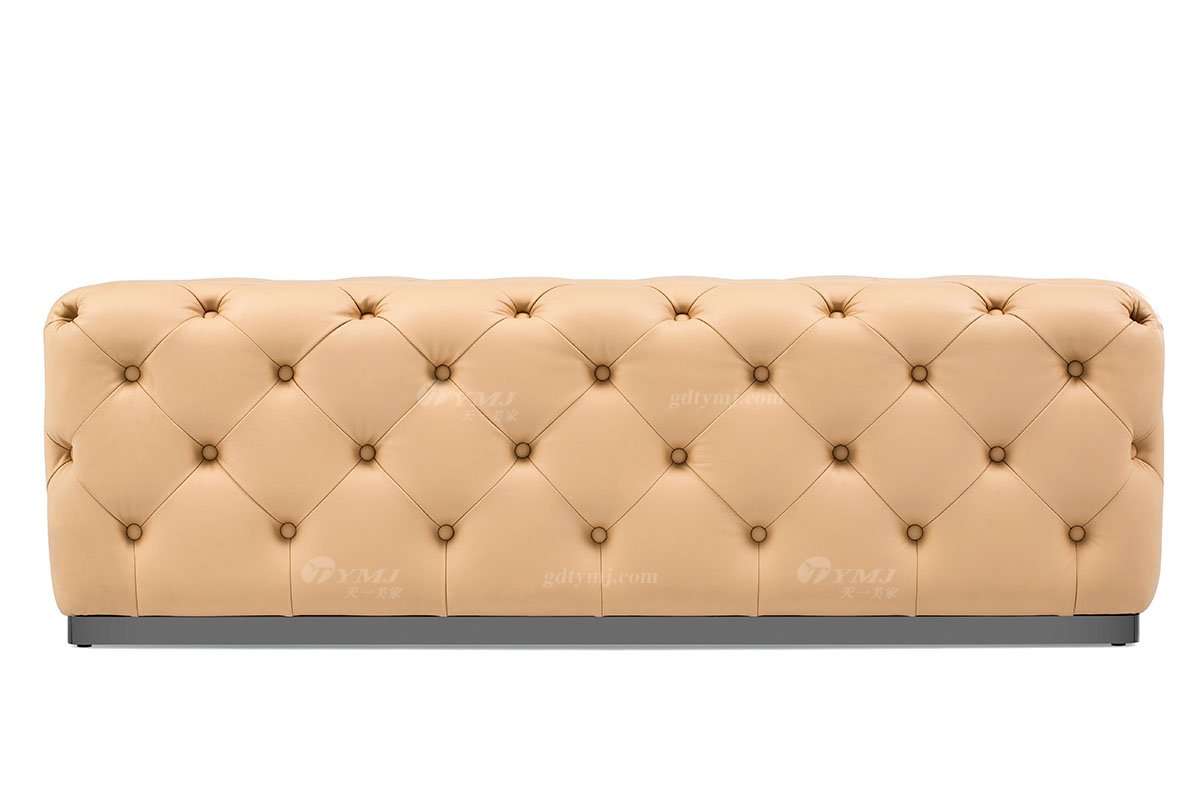 奢華別墅會所家具時尚樣板間家具輕奢后現代臥室真皮雙人大床系列床尾凳