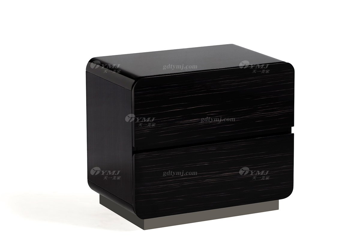 高端別墅會所家具時尚樣板間家具輕奢后現代臥室真皮雙人大床系列床頭柜