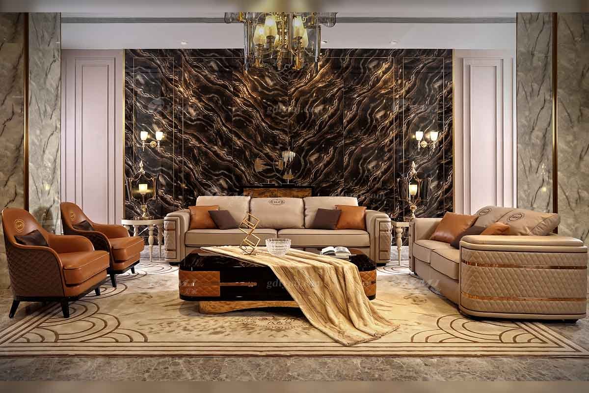 高端別墅豪宅家具品牌高端樣板間家具輕奢后現代時尚頭層皮沙發組合