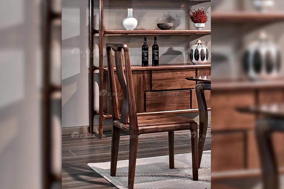 高端別墅家具品牌高檔樣板間家具輕奢新中式風格黑胡桃實木餐廳家具系列餐椅