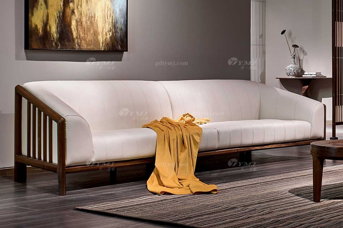 高端別墅家具品牌高檔樣板房家具輕奢新中式風格黑胡桃高彈高密度海綿沙發(fā)組合系列二位沙發(fā)