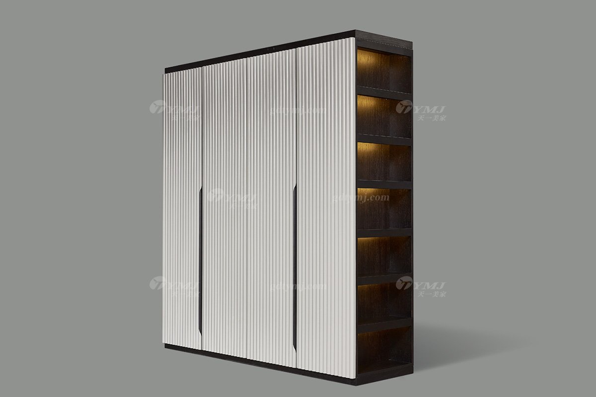 高端別墅會所家具品牌現代極簡北歐臥室家具雙人大床系列衣柜