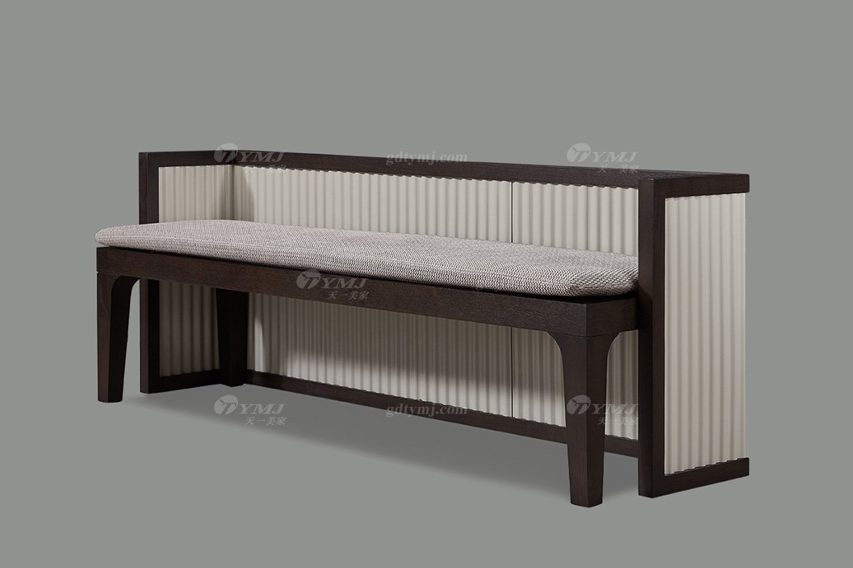 高端別墅會所家具品牌現代極簡北歐臥室家具雙人大床系列床尾凳