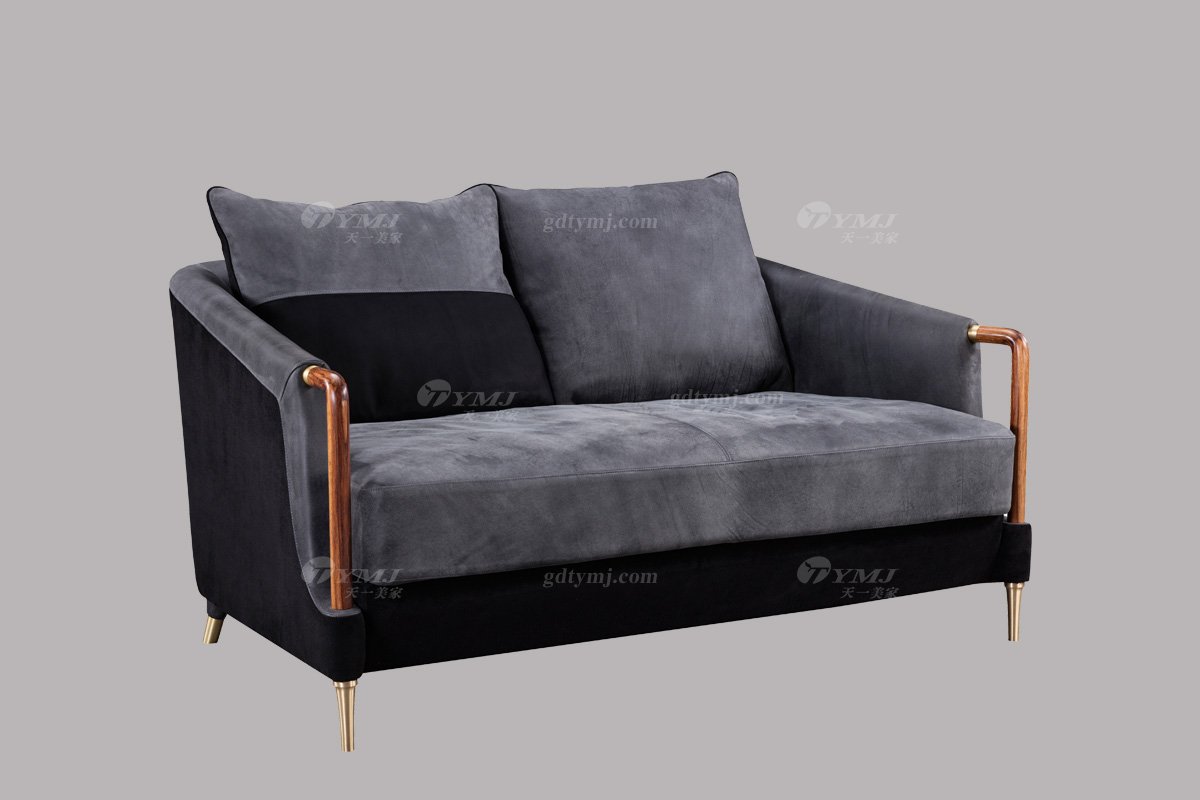 高端豪別墅會所豪宅家具品牌輕奢新中式風客廳高彈高密度海綿時尚優質絨布藝沙發系列二位沙發