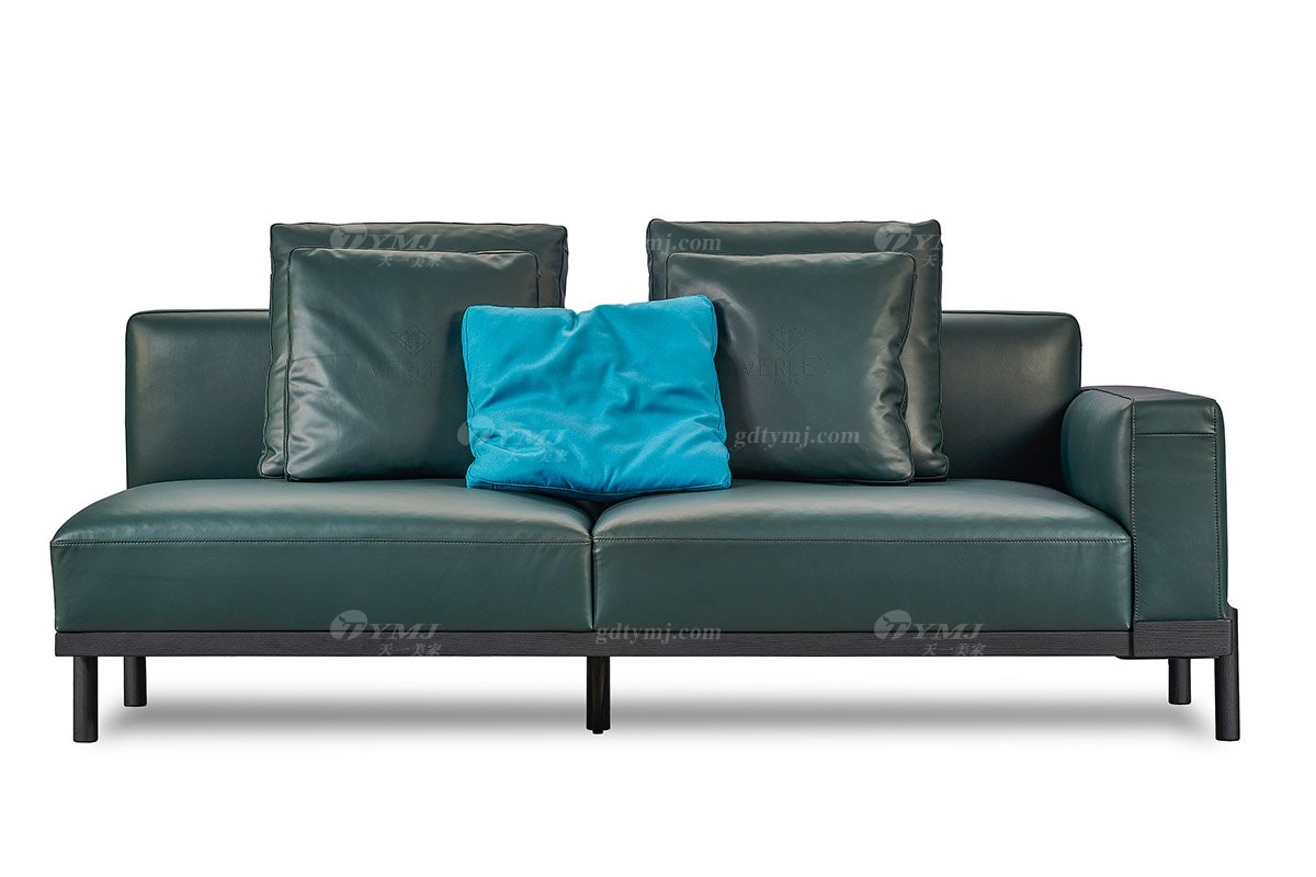 別墅大宅家具品牌會所家具意大利極簡私宅家用客廳家具墨綠色轉角沙發組合左扶手三位