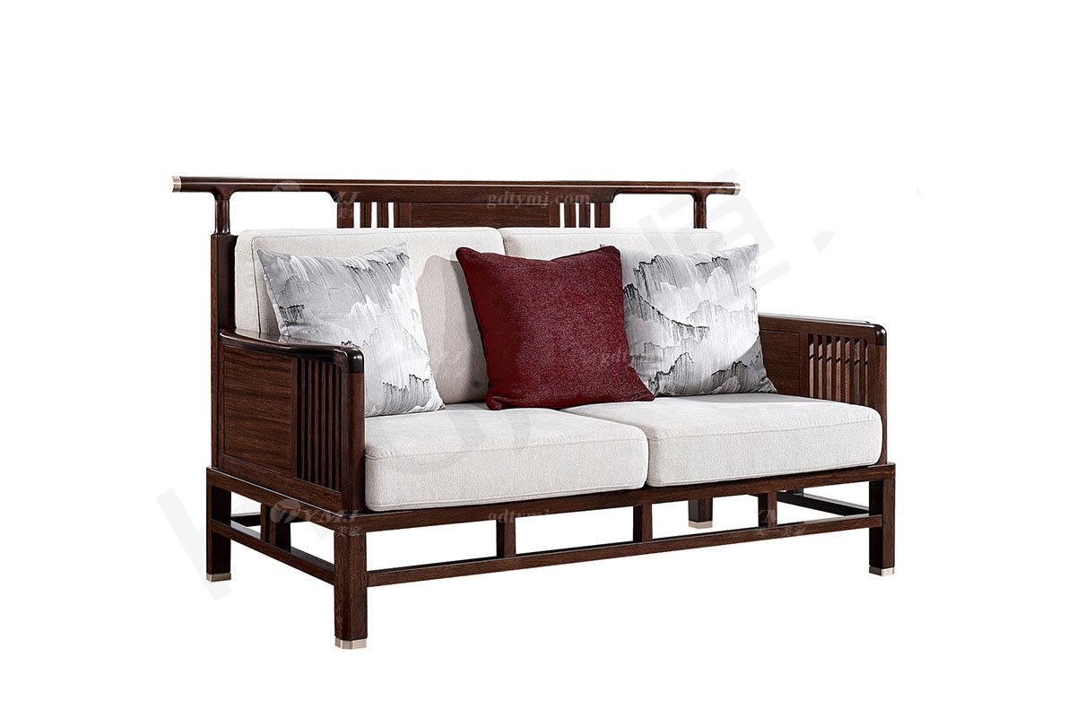 輕奢新中式高檔別墅豪宅會所家具品牌客廳家具實木客廳沙發組合二位沙發