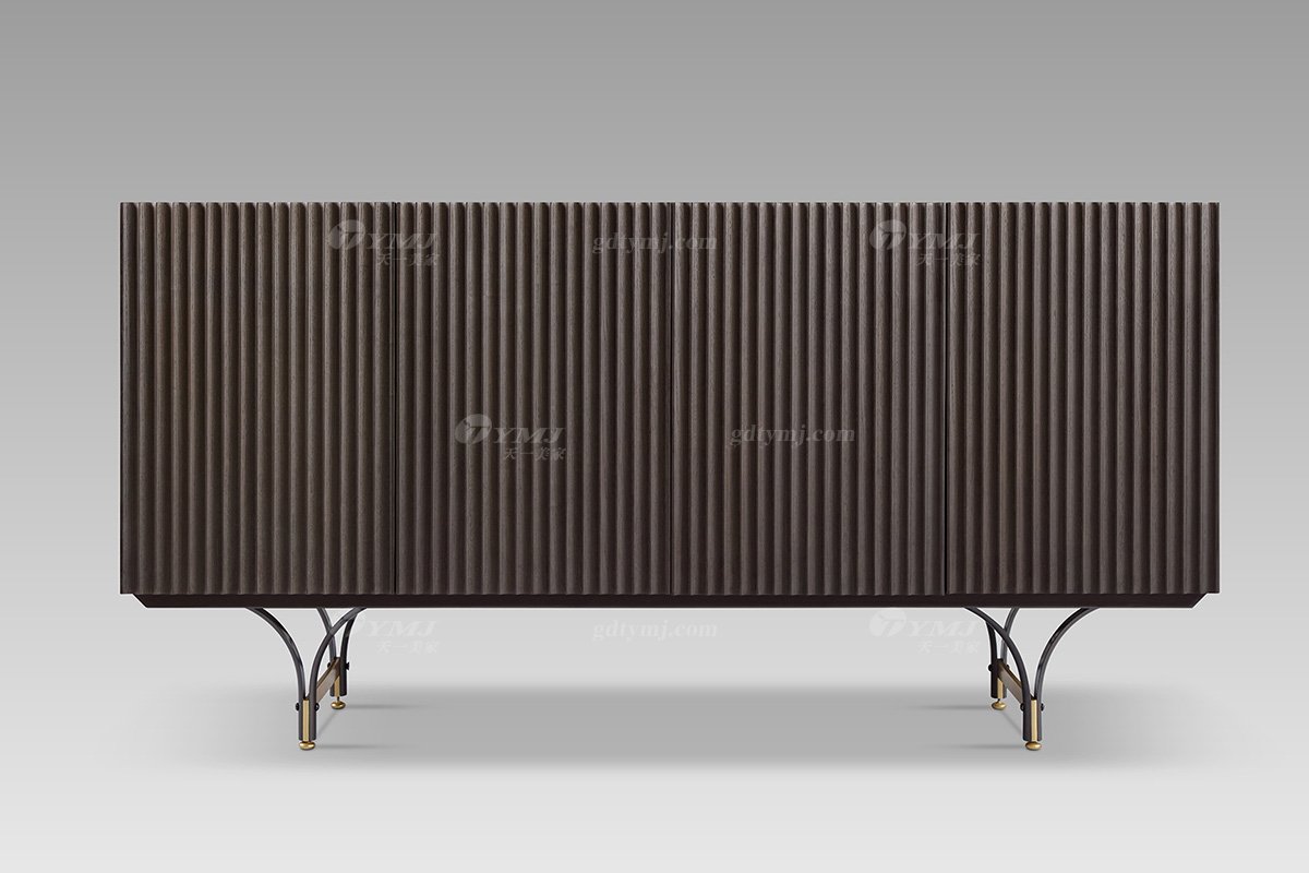 現(xiàn)代輕奢高端會(huì)所家具品牌灰橡色+意大利金裝飾柜