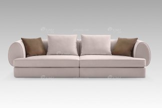 現代輕奢時尚別墅會所家具品牌米色三位沙發