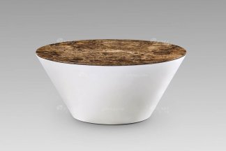 現代輕奢高端定制家具網咖大理石+白色珠光漆大圓幾