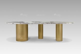 現代輕奢時尚高級大理石面+意大利金底餐臺