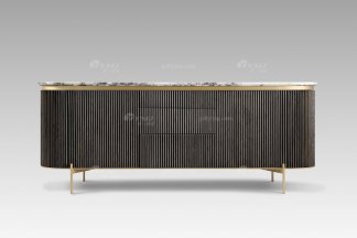 現代輕奢時尚大理石面灰橡+意大利金底吧臺