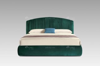 現代輕奢時尚創(chuàng)意高端綠色絨布藝大床