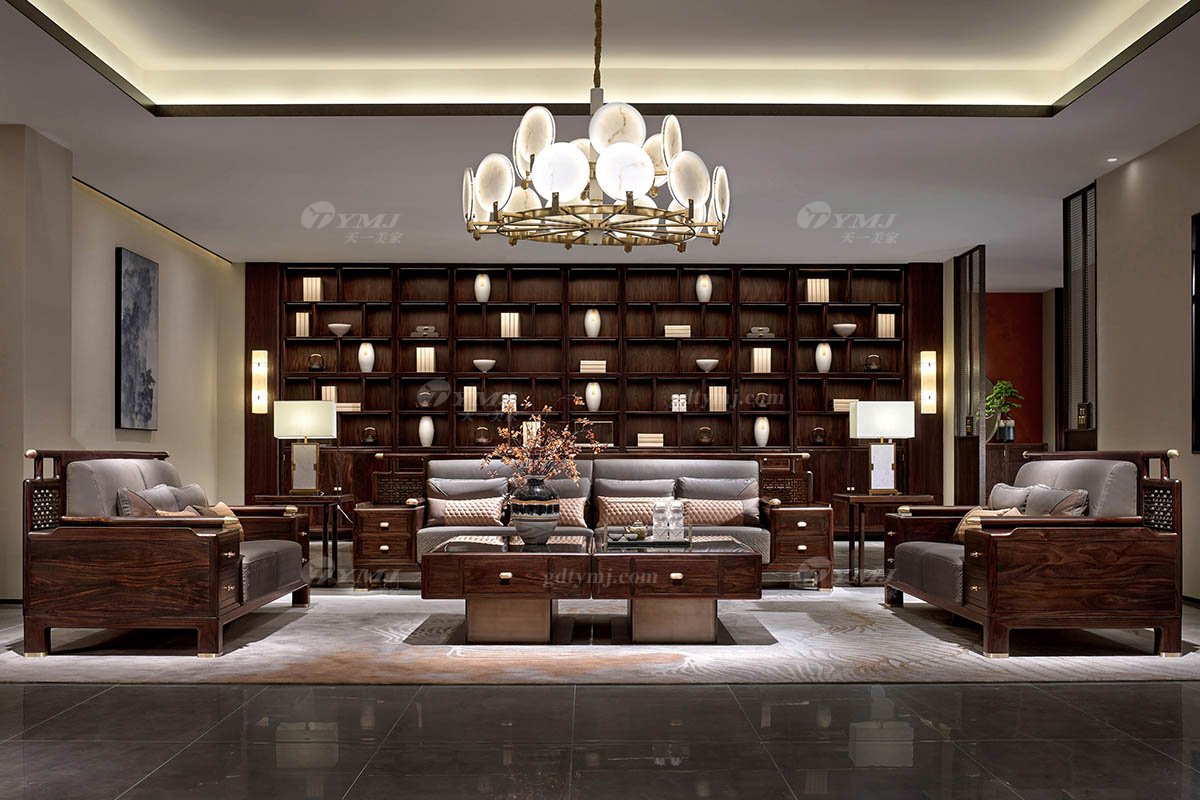 高端時尚新中式輕奢家具品牌黑酸枝藝術玻璃鋼坐墩坐墩H-PDZD場景