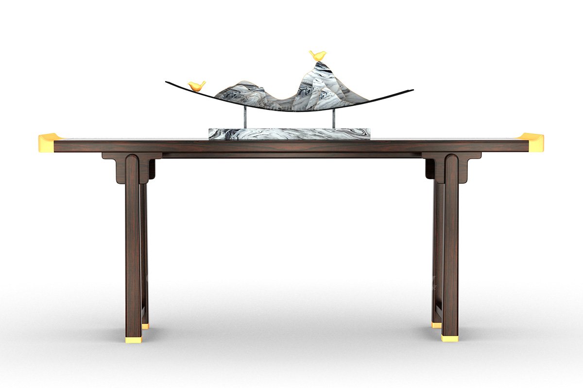 高端別墅家具時尚新中式輕奢全紅木黑酸枝實木翹頭案