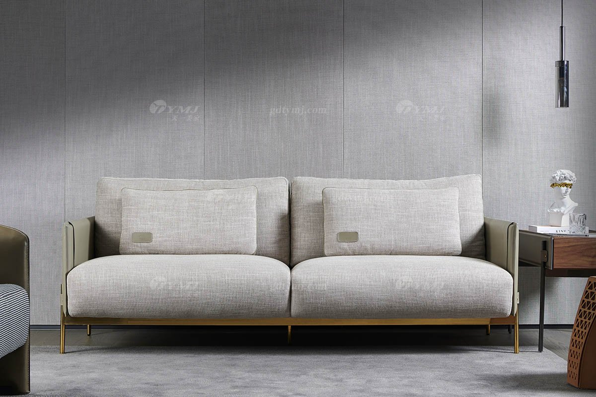 現(xiàn)代輕奢時(shí)尚別墅家具品牌高端皮布藝結(jié)合軟包舒適三人位沙發(fā)SF-22三人位沙發(fā)場景