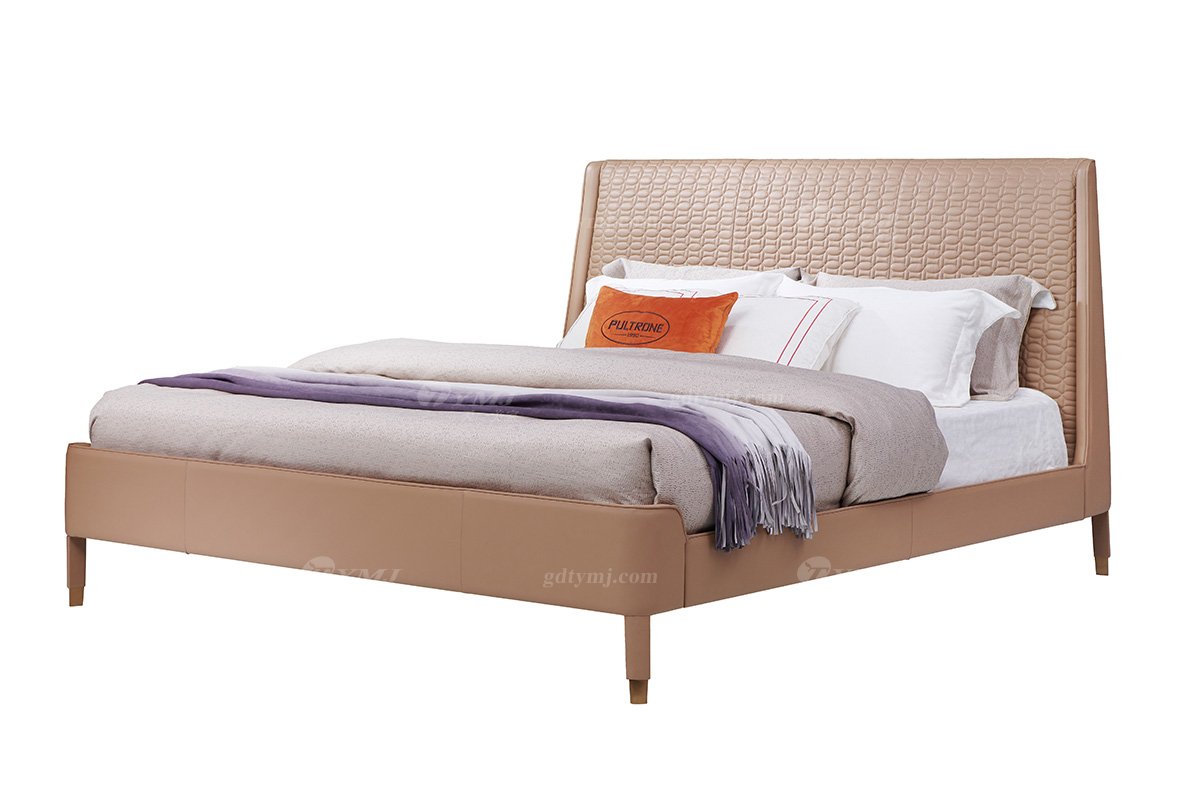 現代輕奢家具別墅家具品牌時尚臥室皮藝雙人床