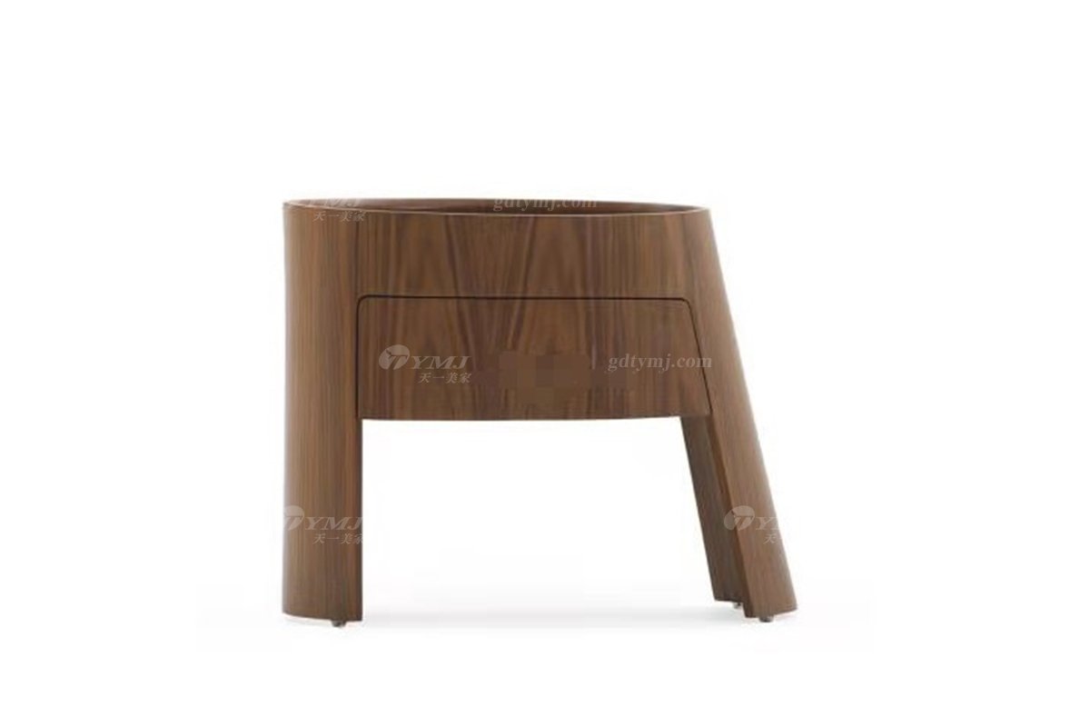 現代時尚輕奢家具品牌別墅家具高端臥室黑胡桃實木床頭柜