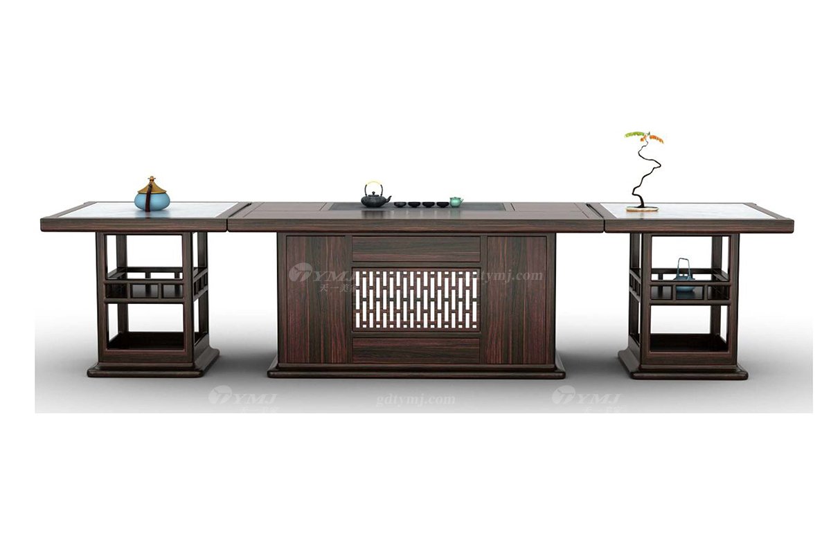 時(shí)尚高檔家具品牌輕奢新中式風(fēng)格進(jìn)口烏金木實(shí)木茶臺(tái)