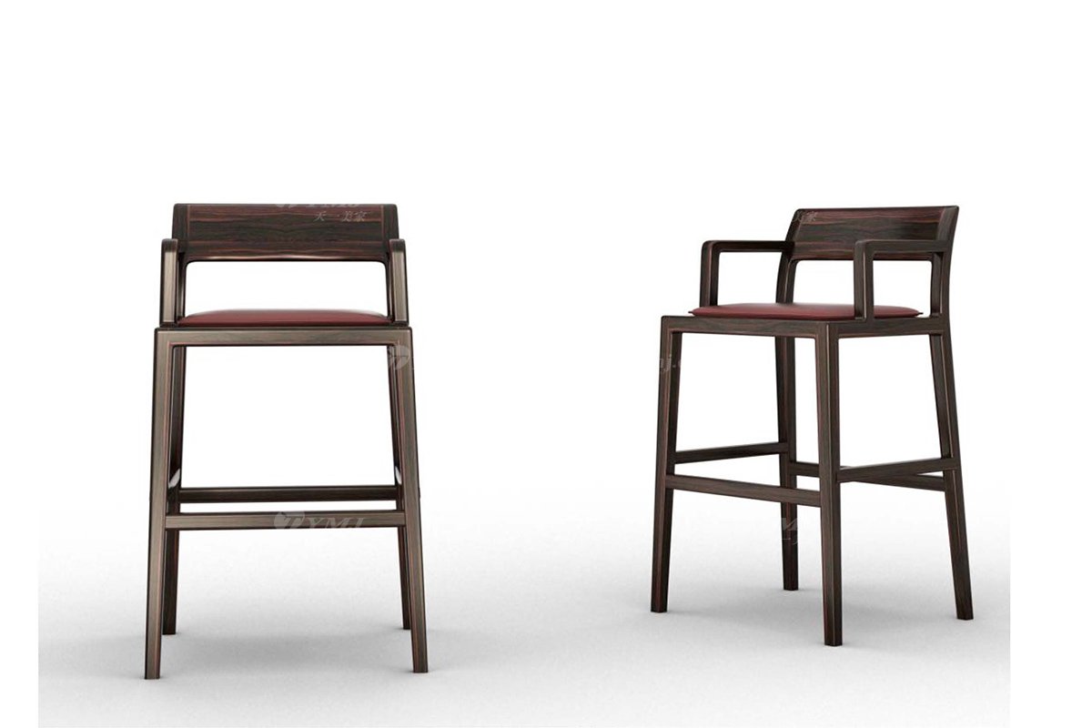 新中式風(fēng)格家具品牌高端頂級(jí)輕奢時(shí)尚家具進(jìn)口烏金木全實(shí)木吧椅