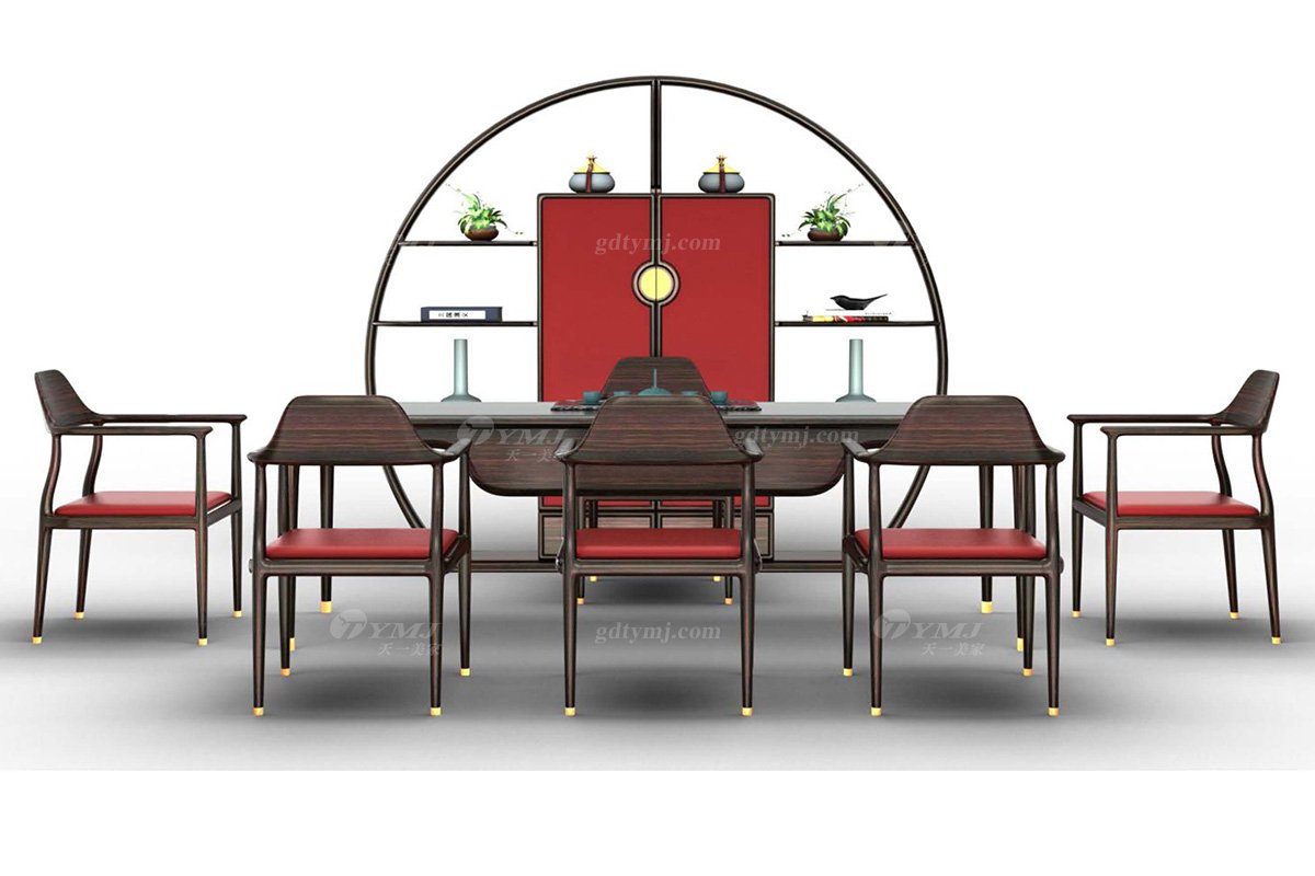 新中式家具風格品牌別墅會所家具高端進口烏金木實木茶椅H-GLCY茶椅場景