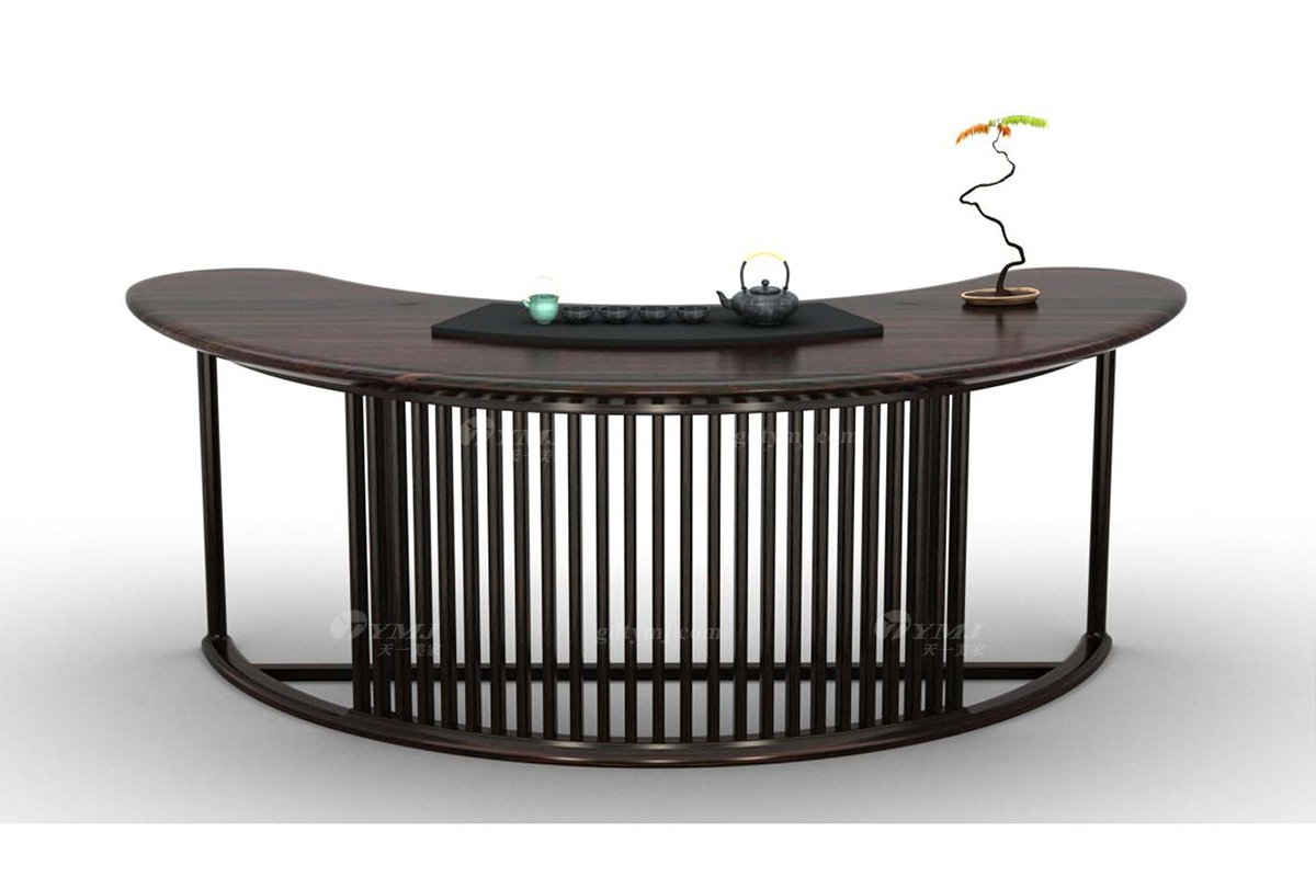 新中式家具風(fēng)格品牌別墅會所家具高端大氣進口烏金木實木茶臺