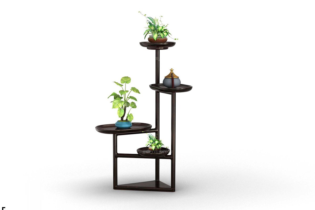 新中式家具風格品牌別墅會所家具大氣時尚高端進口烏金木實木創意墻角幾