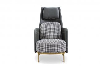 現代輕奢高端別墅家具意式極簡風格客廳時尚千鳥格布藝+金屬休閑椅