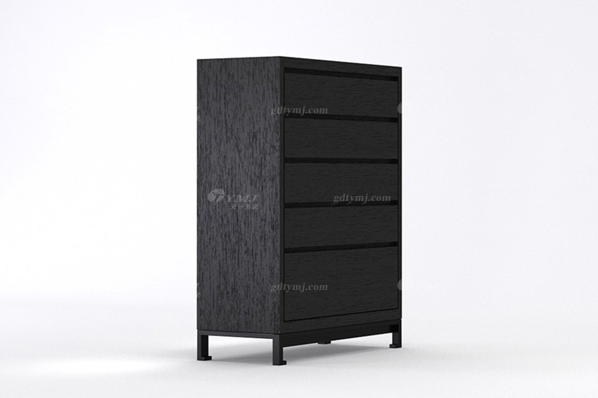 現(xiàn)代輕奢時尚高端別墅家具意式極簡風(fēng)格客廳實木煙熏黑橡色斗柜LH1525五斗柜1