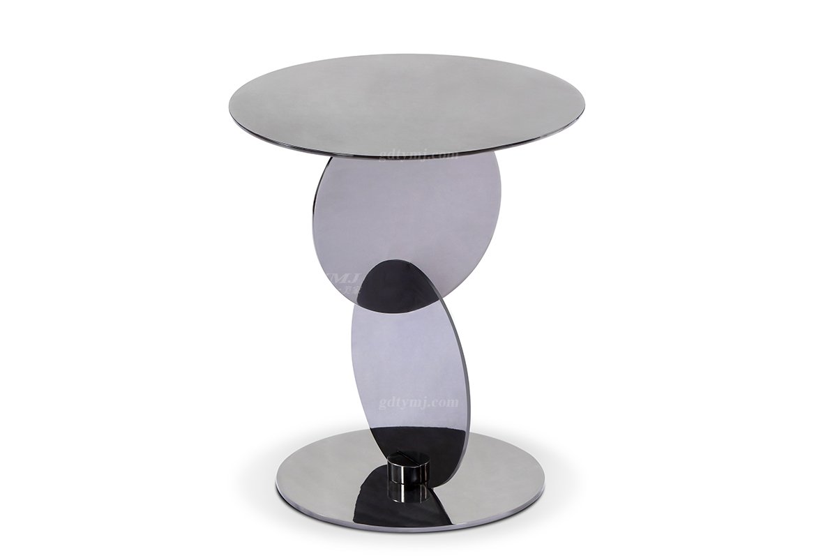 意式極簡(jiǎn)風(fēng)格高端別墅家具現(xiàn)代輕奢時(shí)尚客廳鏡面鋼槍黑色小圓幾LT-1927小圓幾