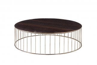 意式極簡風格高端別墅家具現代輕奢時尚客廳意大利金鋼架+煙熏面板圓幾