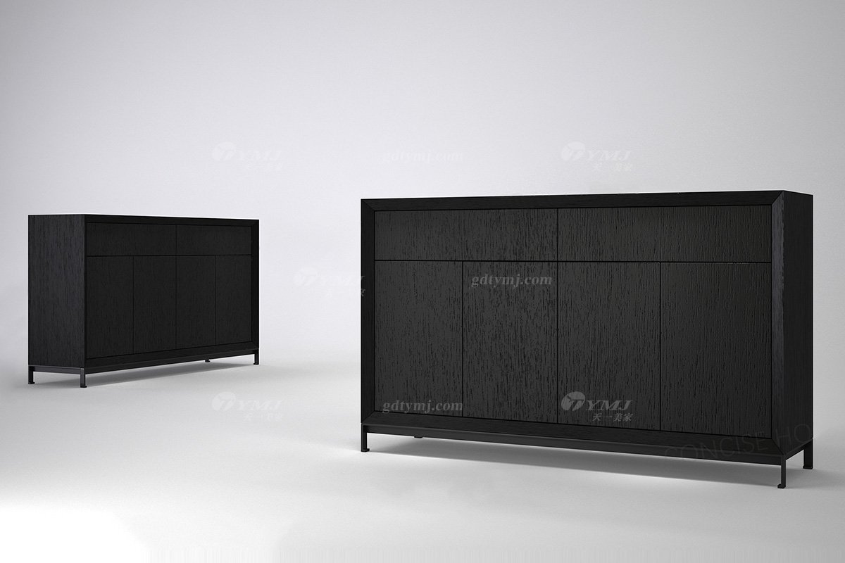 意式極簡風格高端別墅家具品牌現代輕奢簡約時尚黑橡餐邊柜DH1501餐邊柜場景
