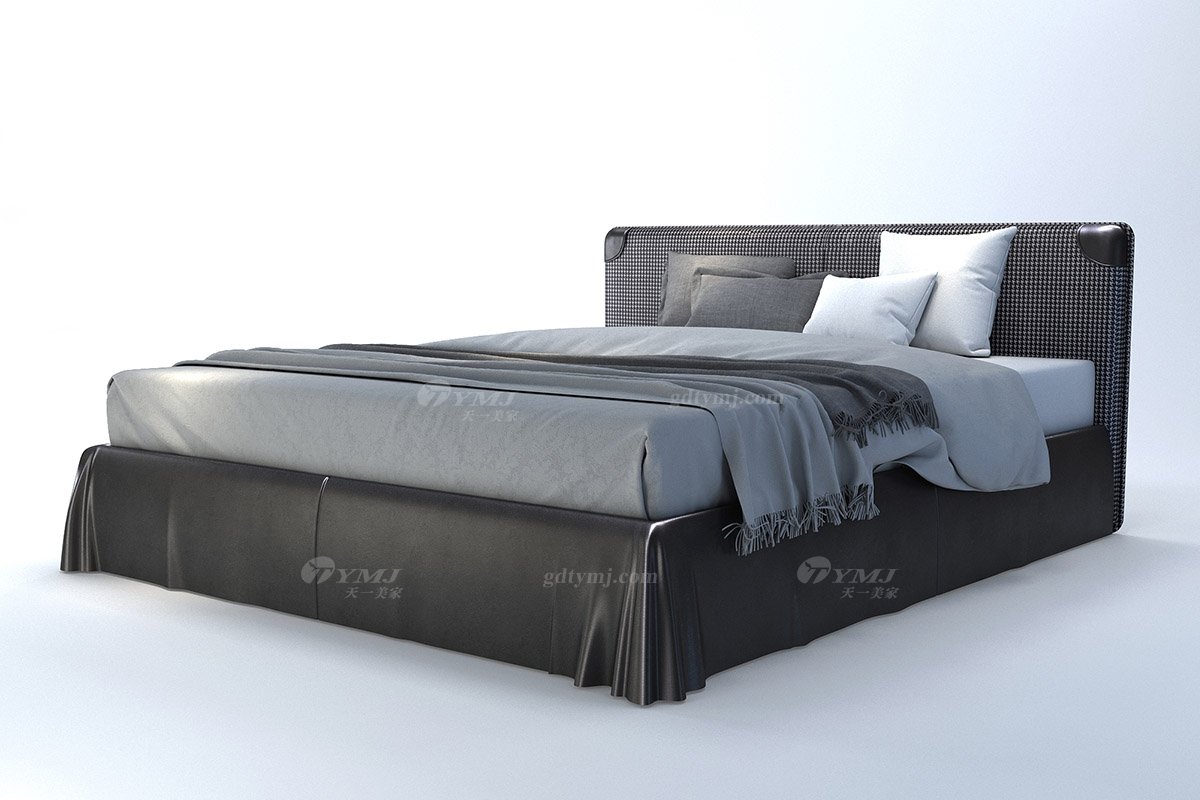 意式極簡風格高端別墅會所家具品牌現代輕奢臥室高級真皮雙人床BB1603-18雙人床