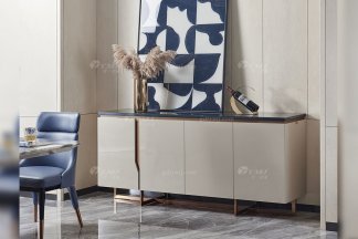 高端會所別墅家具品牌后現代輕奢風格餐廳時尚卡其色餐邊柜