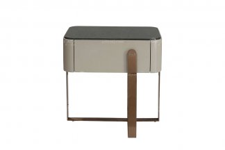 輕奢后現代風格家具高端會所別墅品牌家具時尚臥室樹榴飾面+玫瑰金屬床頭柜