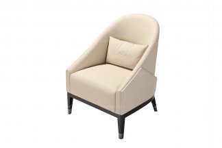 輕奢后現代風格家具高端會所別墅品牌家具時尚客廳卡其色真皮休閑椅