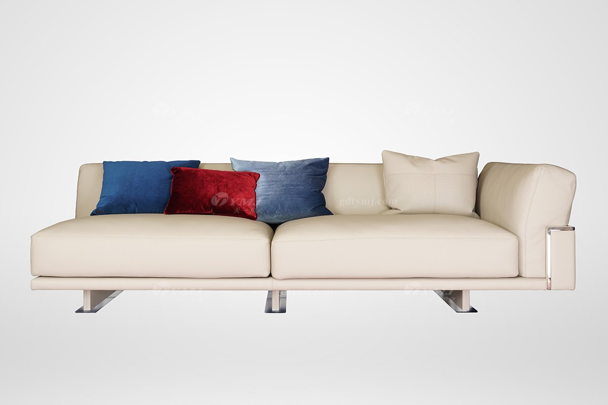 高端輕奢風格家具別墅豪宅家具品牌星級酒店家具客廳時尚舒適米色皮藝三位沙發5241-2L三位沙發