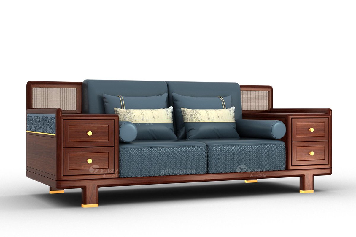 新中式辦公家具風(fēng)格品牌家具時尚簡約高端進口實木刺猬紫檀二位沙發(fā)