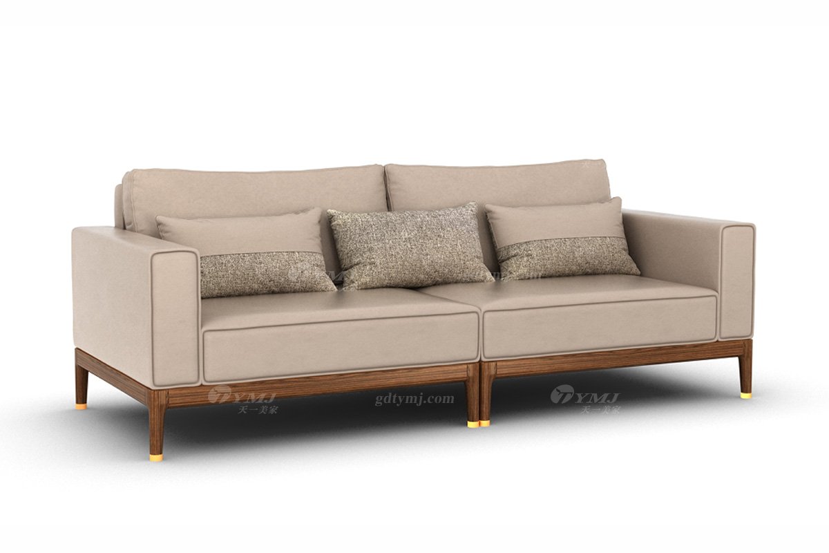 新中式家具風格高端別墅家具品牌簡約風格客廳極簡生態(tài)皮三位沙發(fā)