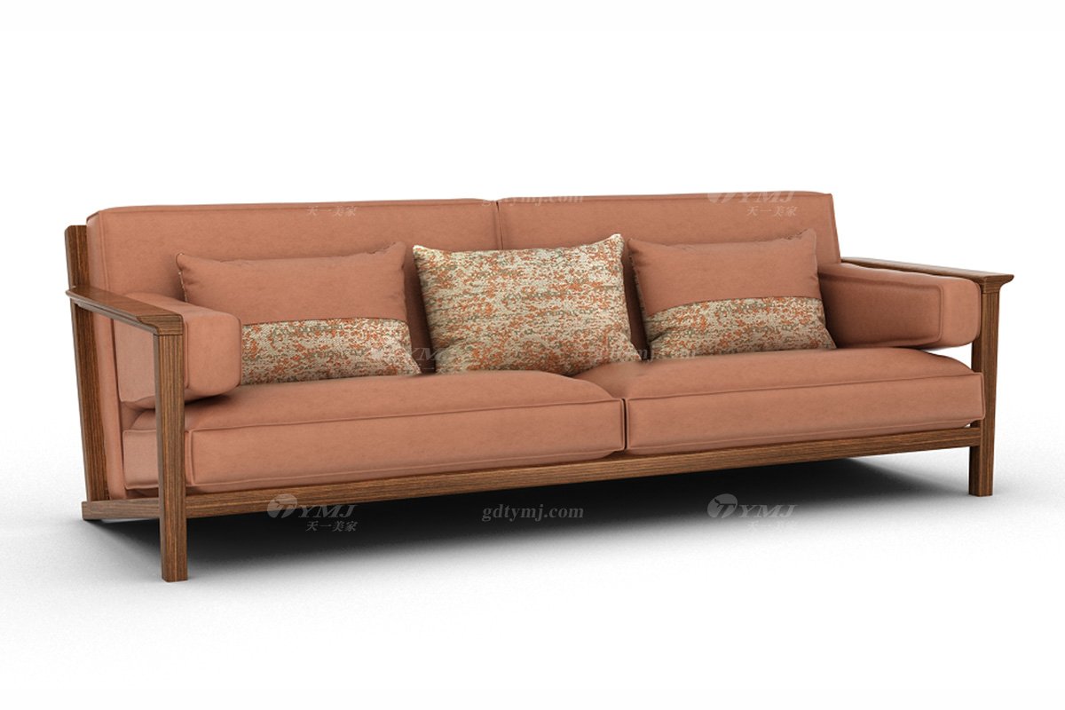 新中式家具風格高端別墅家具品牌簡約風格客廳棕色生態(tài)皮藝三人沙發(fā)