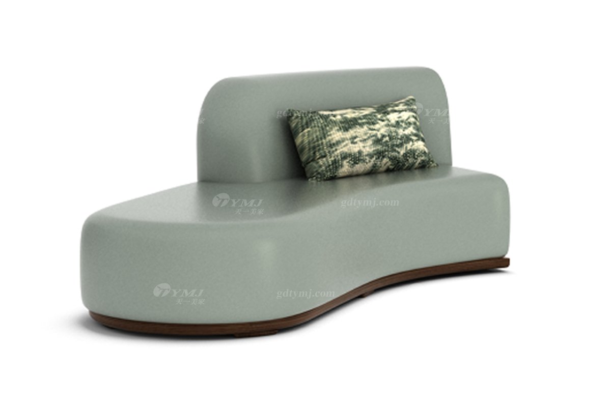 新中式風格家具高端別墅家具品牌簡約大氣時尚客廳家具綠色生態皮藝大弧形沙