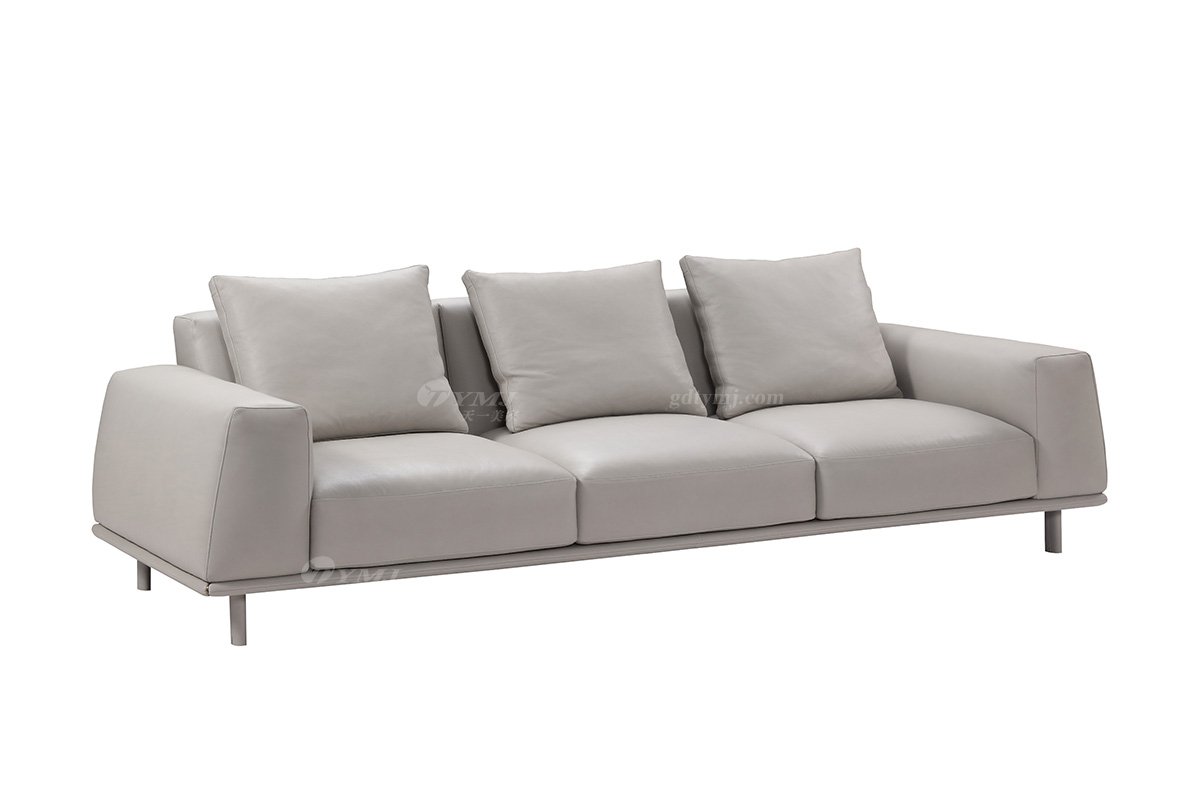 意式極簡風格別墅會所家具現代簡約客廳四位沙發LS1909-46真皮沙發