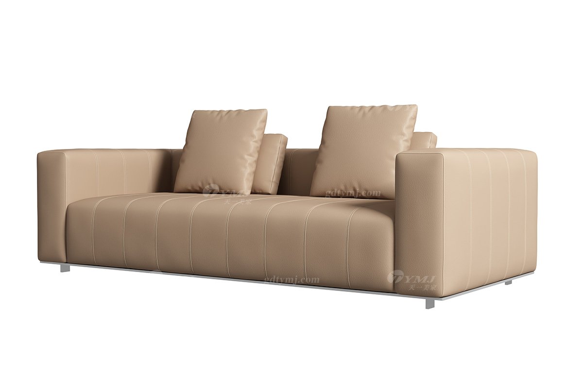 極簡風格家具別墅會所舒適實木進口黃牛皮三位沙發SF-027三位沙發