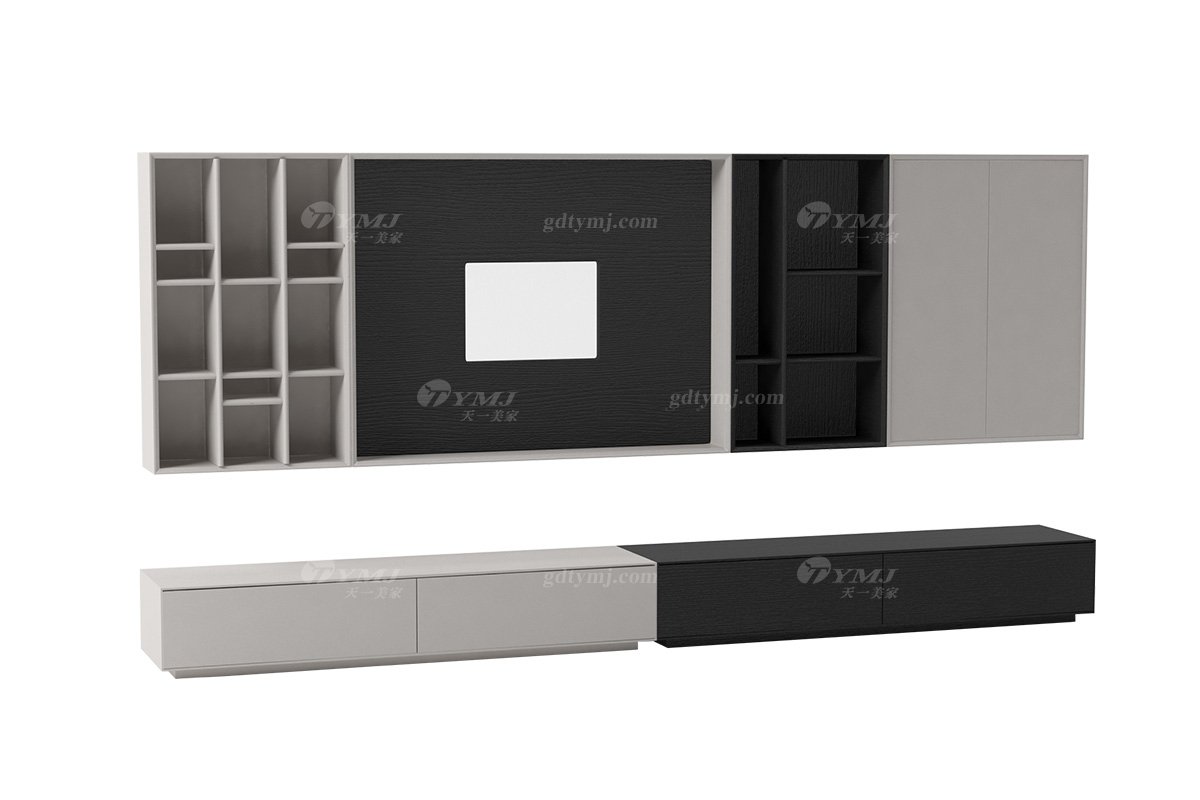 極簡風格家具別墅會所舒適高級家用簡約環保地柜+掛柜組合