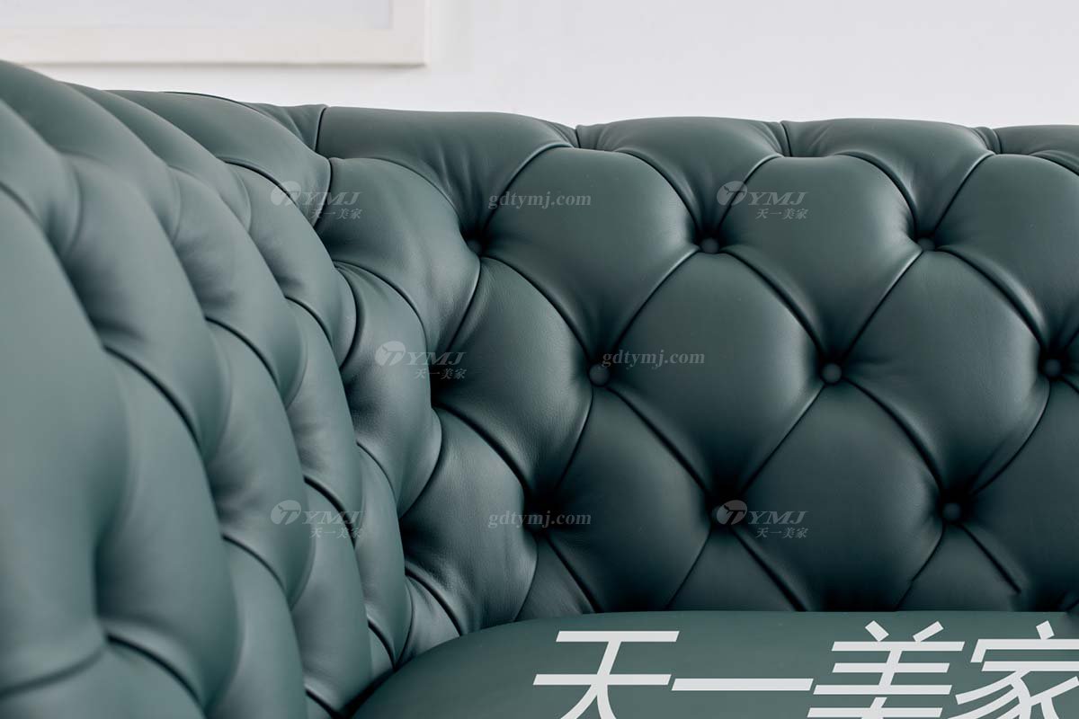 極簡風格家具高端別墅會所大宅簡約實木綠色半皮單位沙發WD601沙發