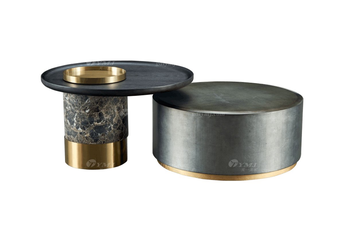 極簡風格家具高端別墅會所大宅時尚拉絲不銹鋼底+E1級環保板茶幾組合