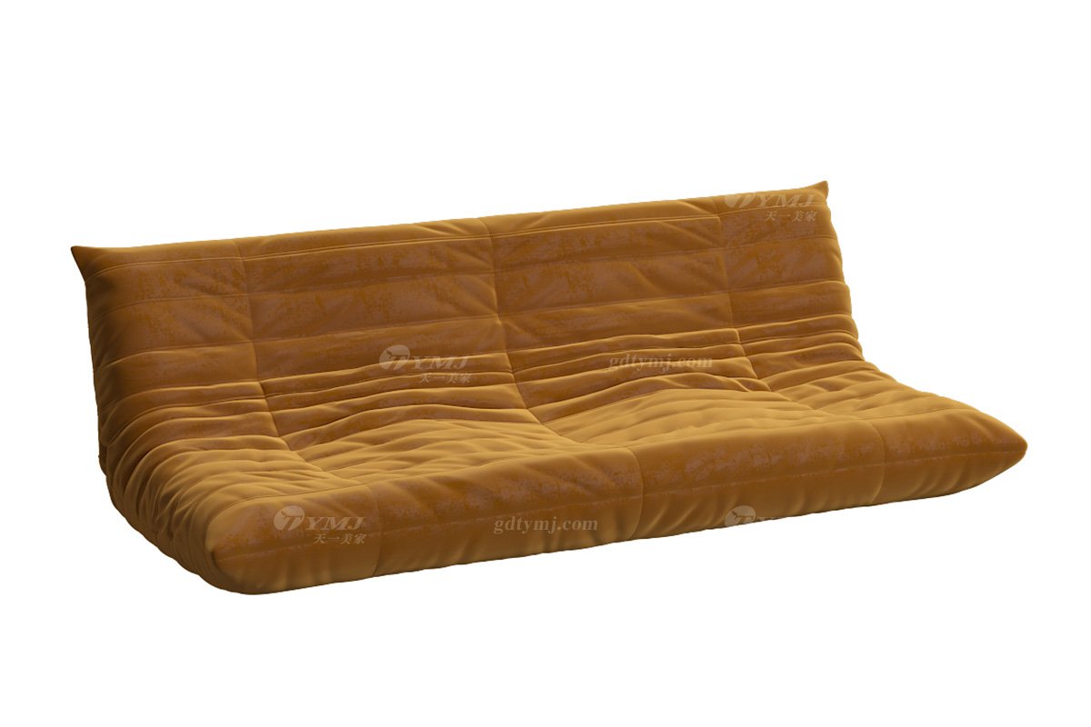 極簡風(fēng)格家具高端別墅會(huì)所大宅簡約環(huán)保布藝橙色懶人毛毛蟲四位沙發(fā)