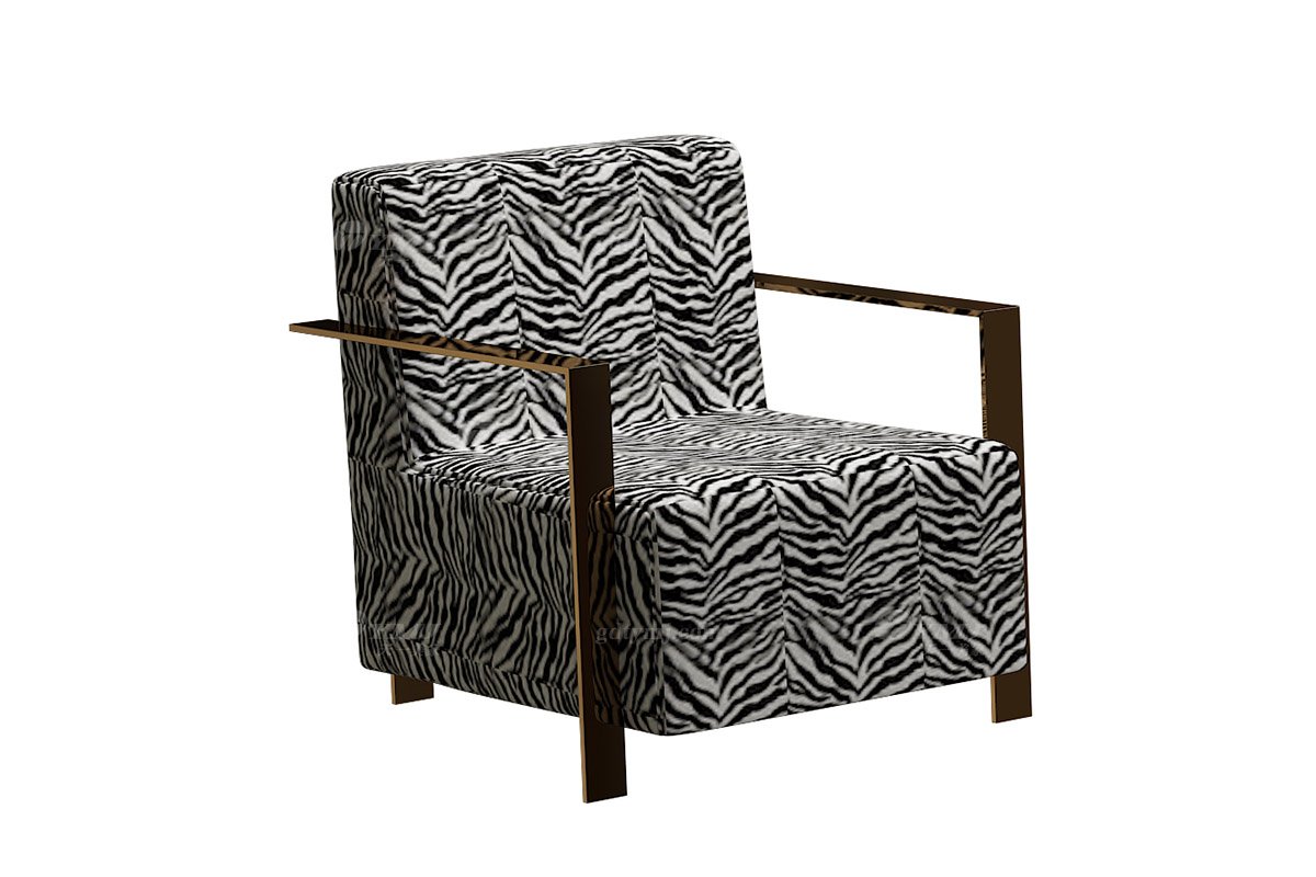 極簡風格家具高端別墅會所大宅時尚簡約不銹鋼+條紋布藝休閑椅