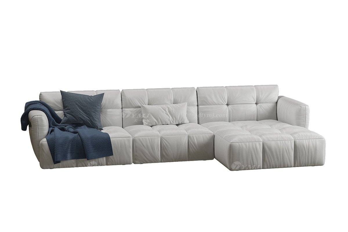 極簡風格家具高端別墅會所大宅舒適簡約進口落葉松實木灰色半皮組合沙發