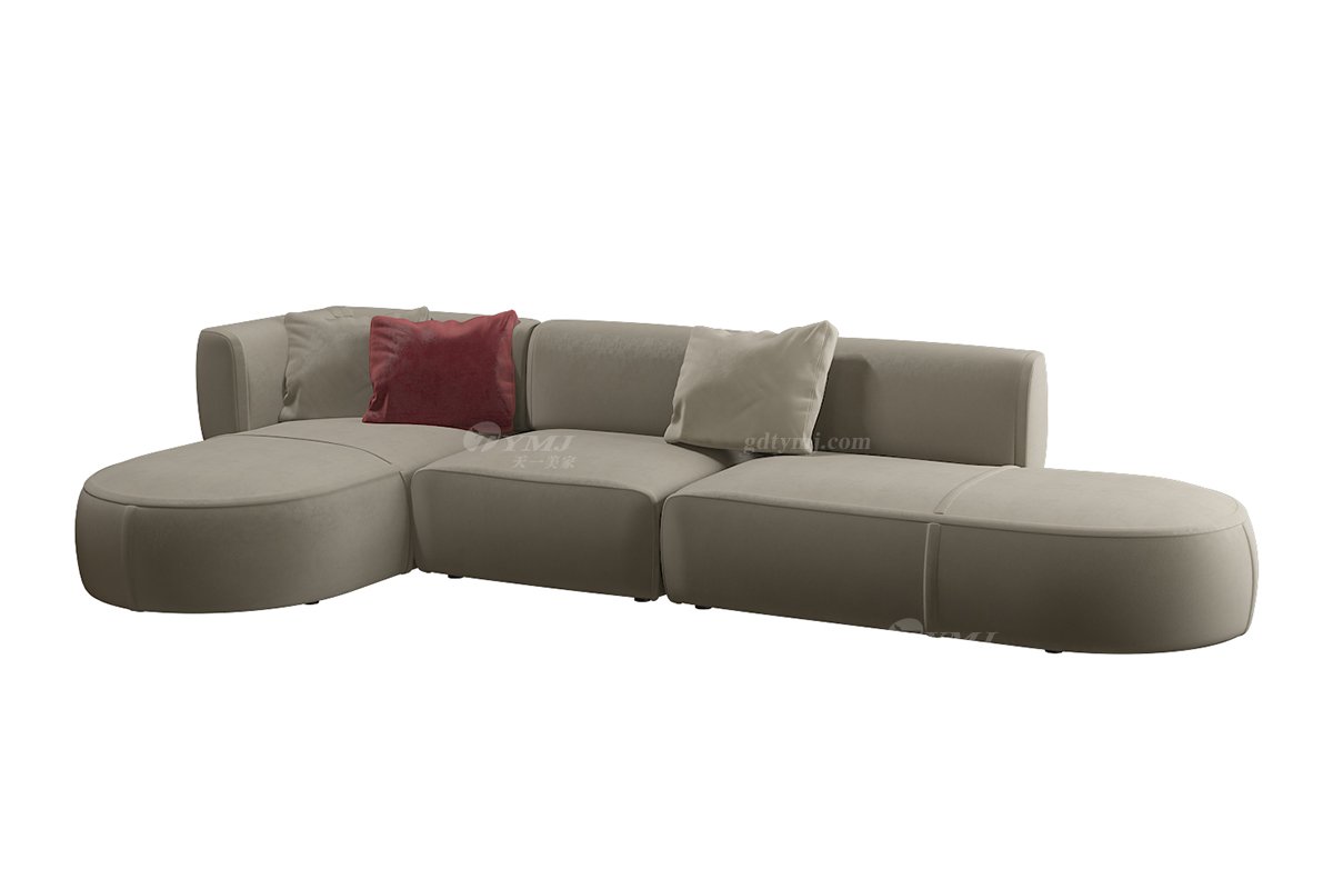 極簡風格家具高端別墅會所大宅舒適簡約進口落葉松實木灰色布藝組合沙發